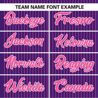 Custom Purple Pink Stripe Fashion Authentic Two-Button Baseball Jersey