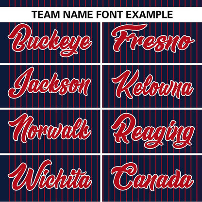 Custom Navy Red Stripe Fashion Authentic Two-Button Baseball Jersey