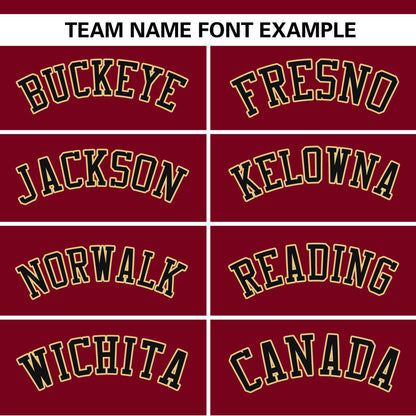 Custom Crimson Khaki-Black Color Block Personalized Authentic Two-Button Baseball Jersey