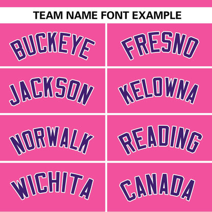 Custom Pink White-Purple Color Block Personalized Authentic Two-Button Baseball Jersey