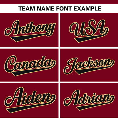 Custom Crimson Khaki-Black Color Block Personalized Authentic Two-Button Baseball Jersey