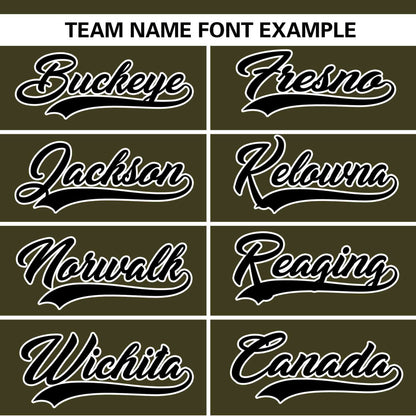 Custom Olive White-Black Color Block Personalized Authentic Two-Button Baseball Jersey