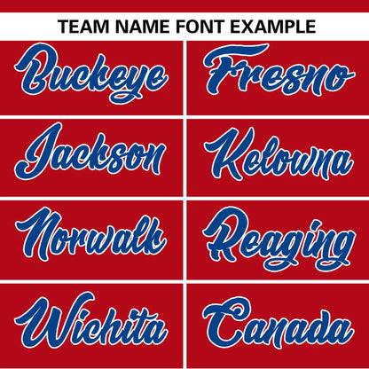 Custom Red White-Royal Color Block Personalized Authentic Two-Button Baseball Jersey
