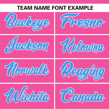 Custom Pink White-Powder Blue Color Block Personalized Authentic Two-Button Baseball Jersey