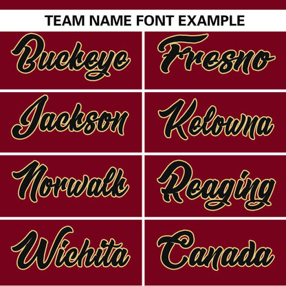 Custom Crimson Khaki-Black Color Block Personalized Authentic Two-Button Baseball Jersey