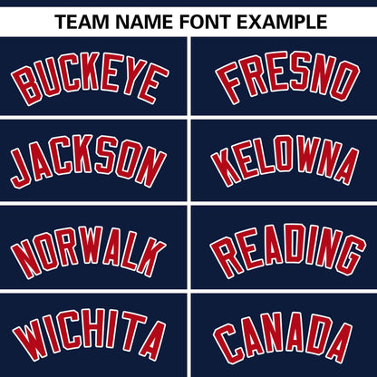 Custom Navy White-Red Color Block Personalized V-Neck Authentic Pullover Baseball Jersey