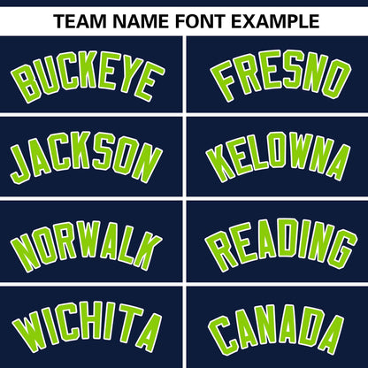 Custom Navy White-Neon Green Color Block Personalized V-Neck Authentic Pullover Baseball Jersey