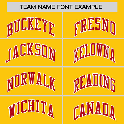 Custom Gold Red Personalized Horizontal Stripe Authentic Pullover Baseball Jersey