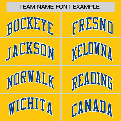 Custom Gold Royal Personalized Horizontal Stripe Authentic Pullover Baseball Jersey