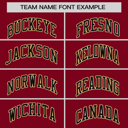 Custom Crimson Black-Khaki Personalized Horizontal Stripe Authentic Pullover Baseball Jersey