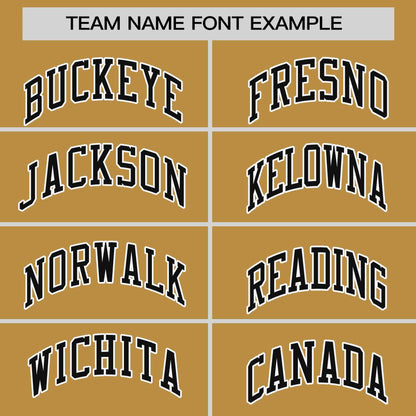 Custom Old Gold Black-White Personalized Horizontal Stripe Authentic Pullover Baseball Jersey