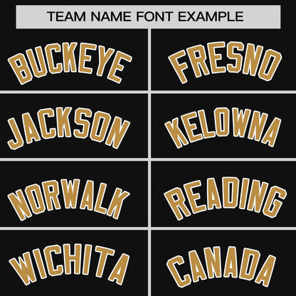 Custom Black Old Gold Personalized Horizontal Stripe Authentic Pullover Baseball Jersey