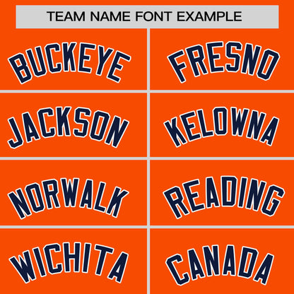 Custom Orange Navy Personalized Horizontal Stripe Authentic Pullover Baseball Jersey
