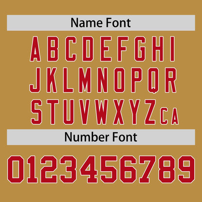 Custom Old Gold Red-White Personalized Horizontal Stripe Authentic Pullover Baseball Jersey