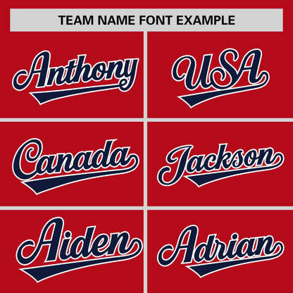 Custom Red Navy Personalized Horizontal Stripe Authentic Pullover Baseball Jersey
