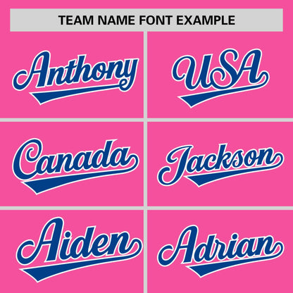 Custom Pink Royal Personalized Horizontal Stripe Authentic Pullover Baseball Jersey