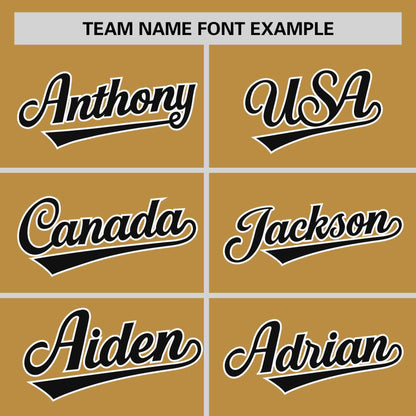 Custom Old Gold Black-White Personalized Horizontal Stripe Authentic Pullover Baseball Jersey