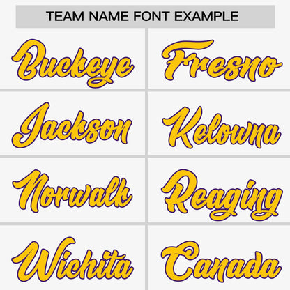 Custom White Purple-Yellow Personalized Horizontal Stripe Authentic Pullover Baseball Jersey
