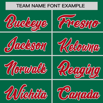 Custom Kelly Green Red Personalized Horizontal Stripe Authentic Pullover Baseball Jersey