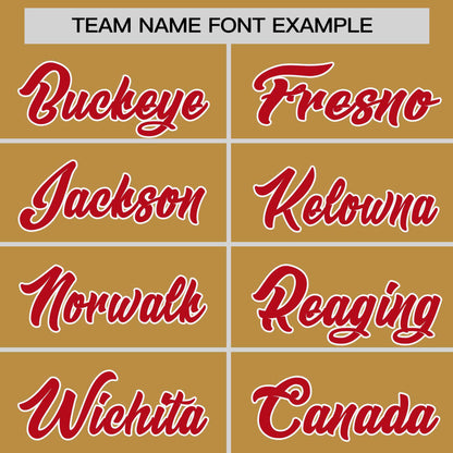 Custom Old Gold Red-White Personalized Horizontal Stripe Authentic Pullover Baseball Jersey
