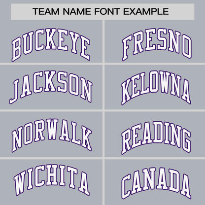 Custom Gray Purple Personalized Raglan Sleeves Authentic Baseball Jersey