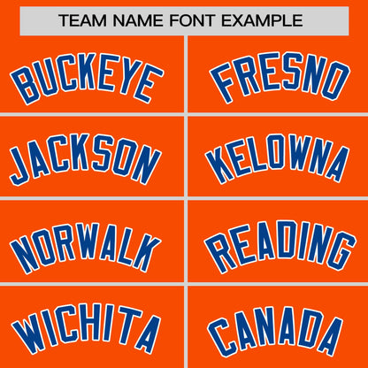 Custom Orange Royal Personalized Raglan Sleeves Authentic Baseball Jersey