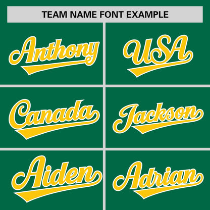 Custom Kelly Green Gold Personalized Raglan Sleeves Authentic Baseball Jersey