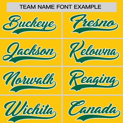 Custom Gold Kelly Green Personalized Raglan Sleeves Authentic Baseball Jersey