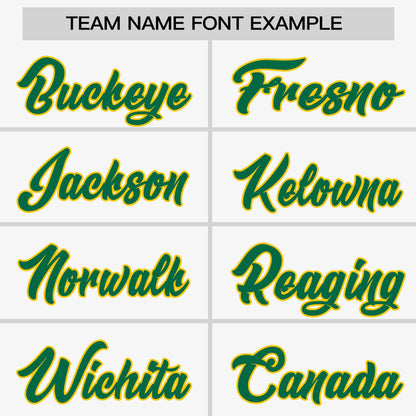 Custom White Kelly Green-Gold Personalized Raglan Sleeves Authentic Baseball Jersey
