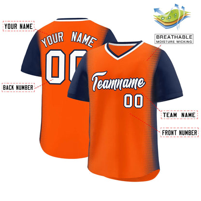 Custom Orange Navy Personalized Raglan Sleeves Authentic Baseball Jersey