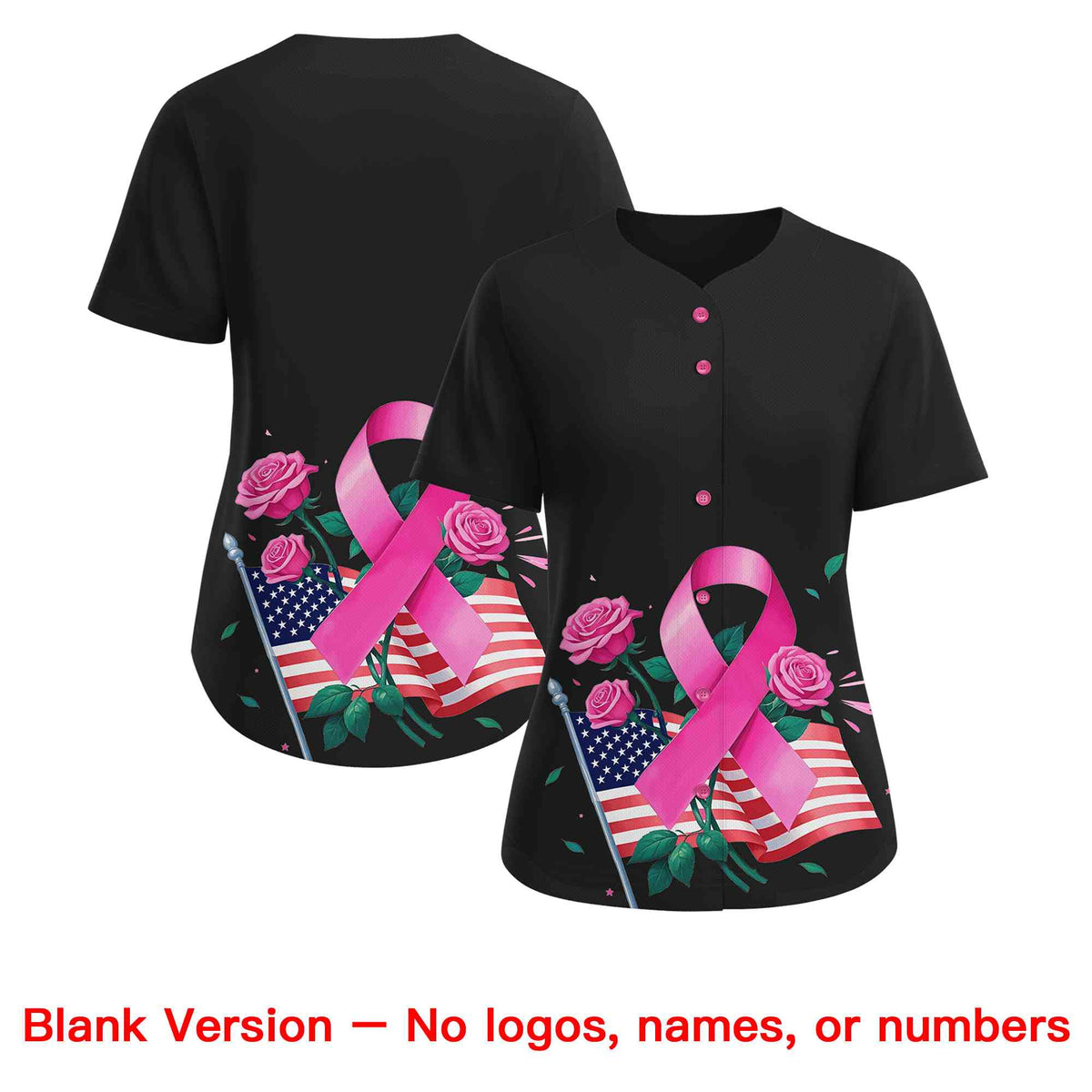 Custom Black Pink Breast Cancer Awareness Month Pink Ribbon Authentic Baseball Jersey for Women