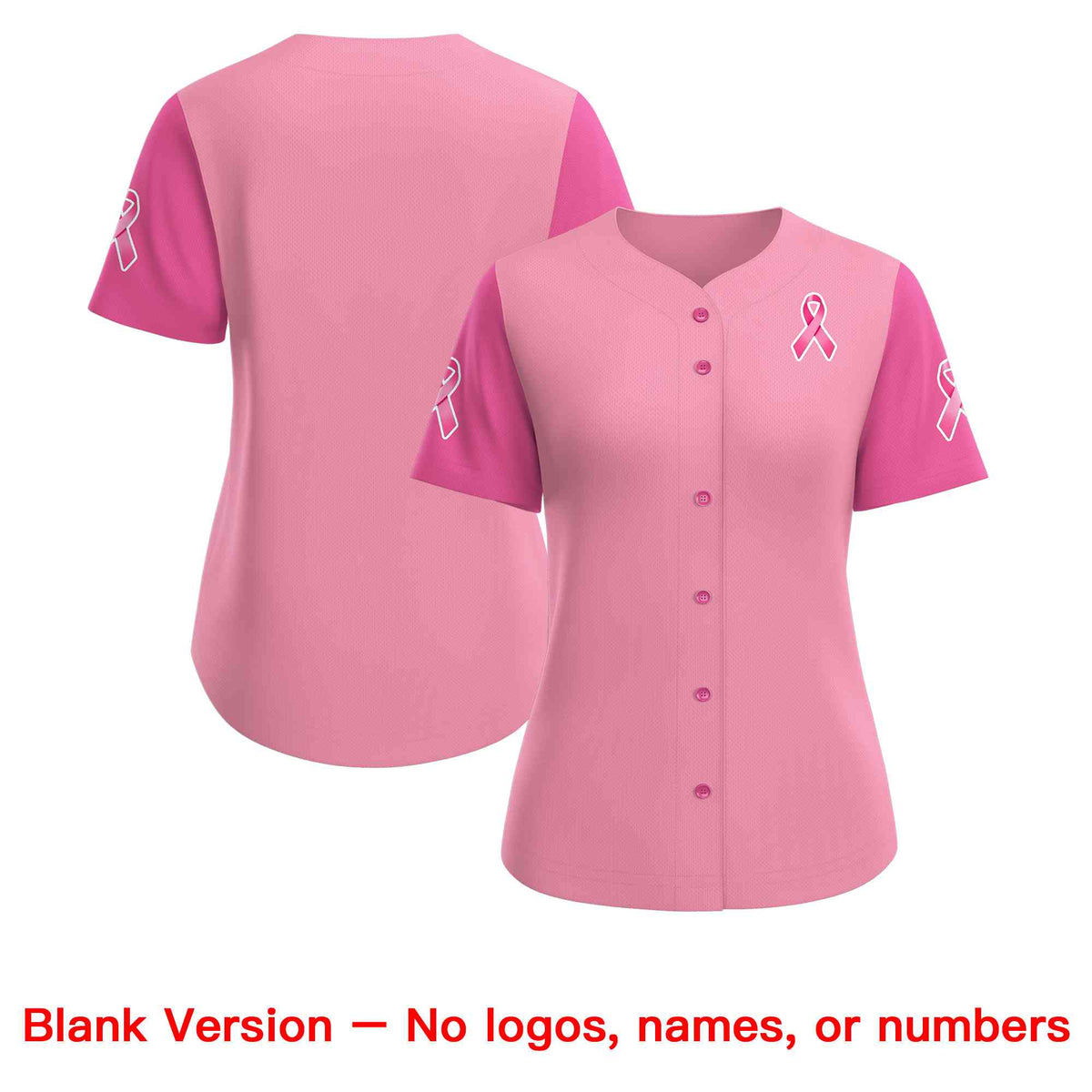 Custom Light Pink Pink Breast Cancer Awareness Month Pink Ribbon Authentic Baseball Jersey for Women