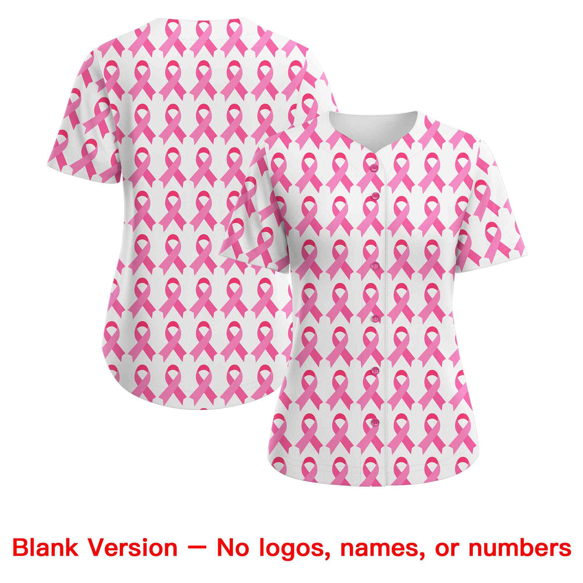 Custom White Black Breast Cancer Awareness Month Pink Ribbon Authentic Baseball Jersey for Women