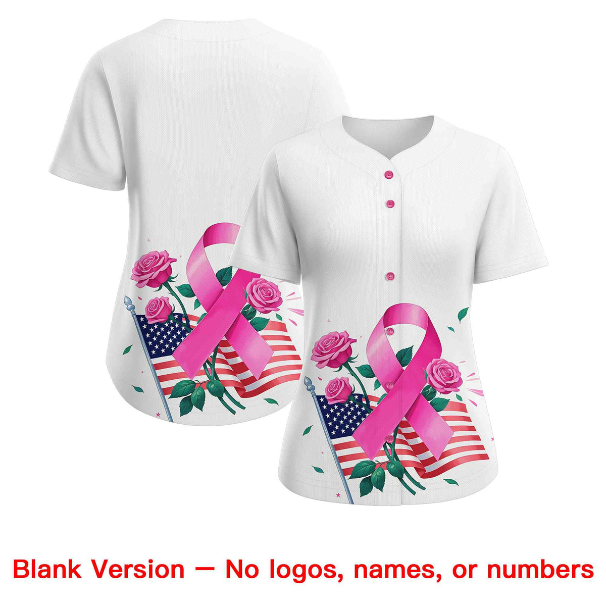 Custom White Pink Breast Cancer Awareness Month Pink Ribbon Authentic Baseball Jersey for Women| KXKSHOP