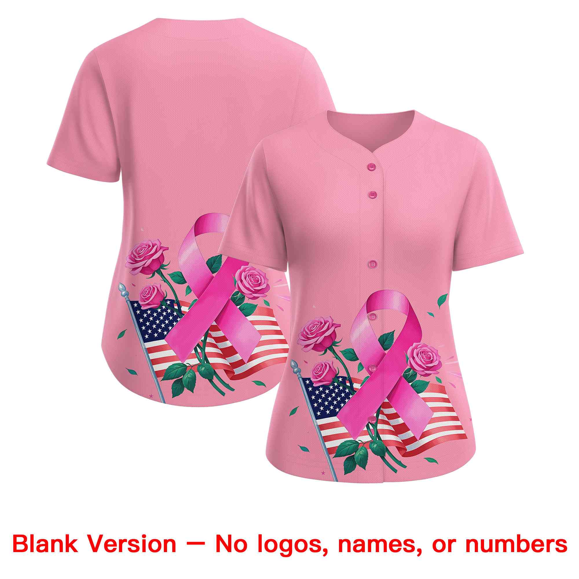 Custom Light Pink Pink Breast Cancer Awareness Month Pink Ribbon Authentic Baseball Jersey for Women| KXKSHOP