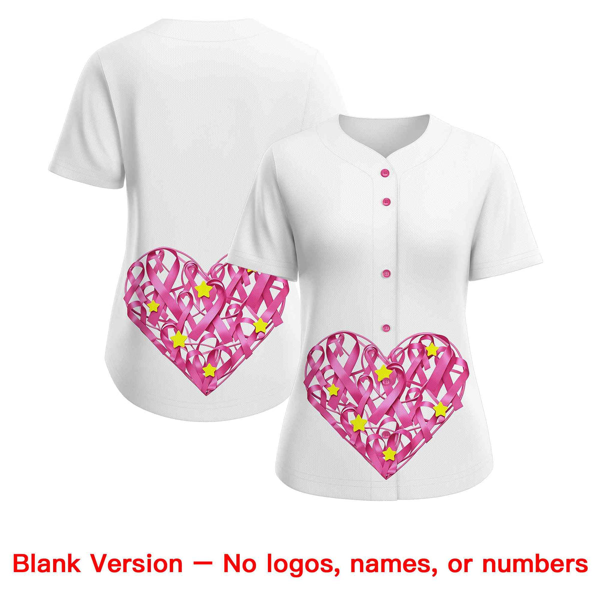 Custom White Pink Breast Cancer Awareness Month Pink Ribbon Authentic Baseball Jersey for Women| KXKSHOP
