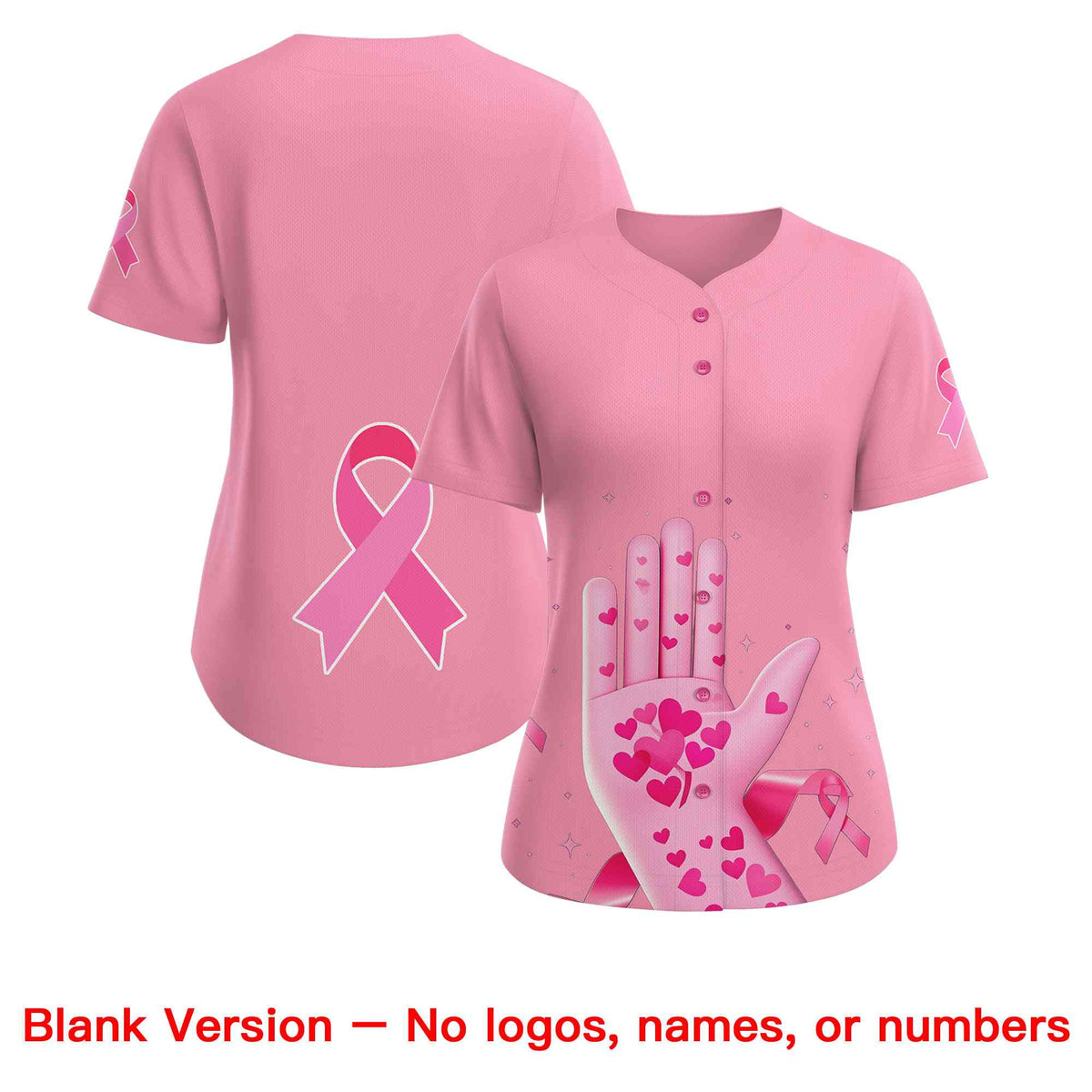Custom Light Pink Pink Breast Cancer Awareness Month Pink Ribbon Authentic Baseball Jersey for Women| KXKSHOP