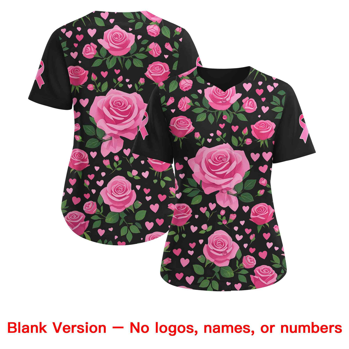 Custom Black Pink Breast Cancer Awareness Month Pink Ribbon Authentic Baseball Jersey for Women| KXKSHOP