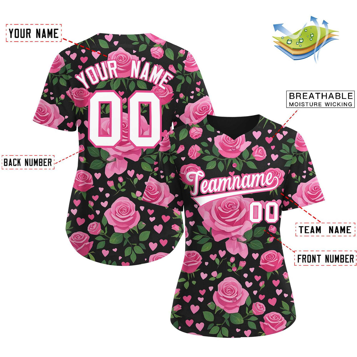 Custom Black White Breast Cancer Awareness Month Pink Ribbon Authentic Baseball Jersey for Women| KXKSHOP