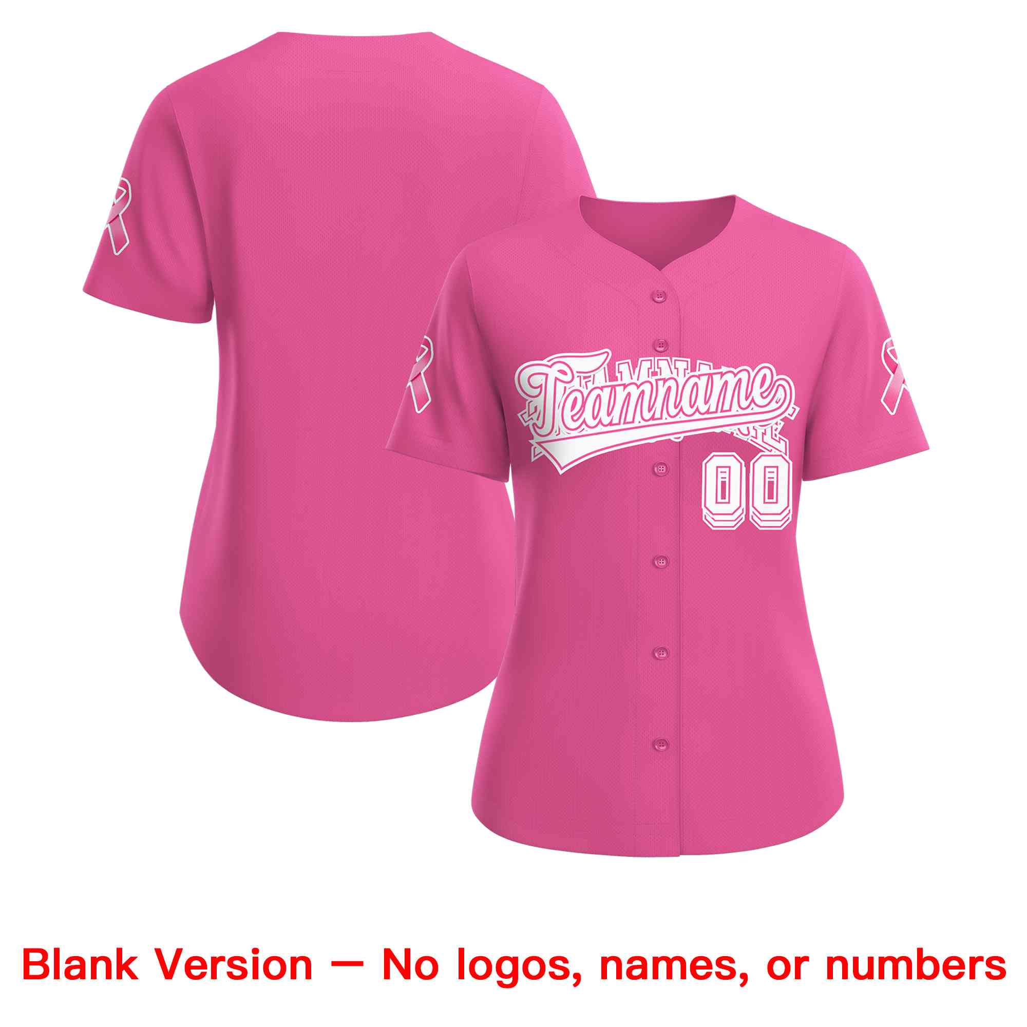Custom Pink White Breast Cancer Awareness Month Pink Ribbon Authentic Baseball Jersey for Women| KXKSHOP