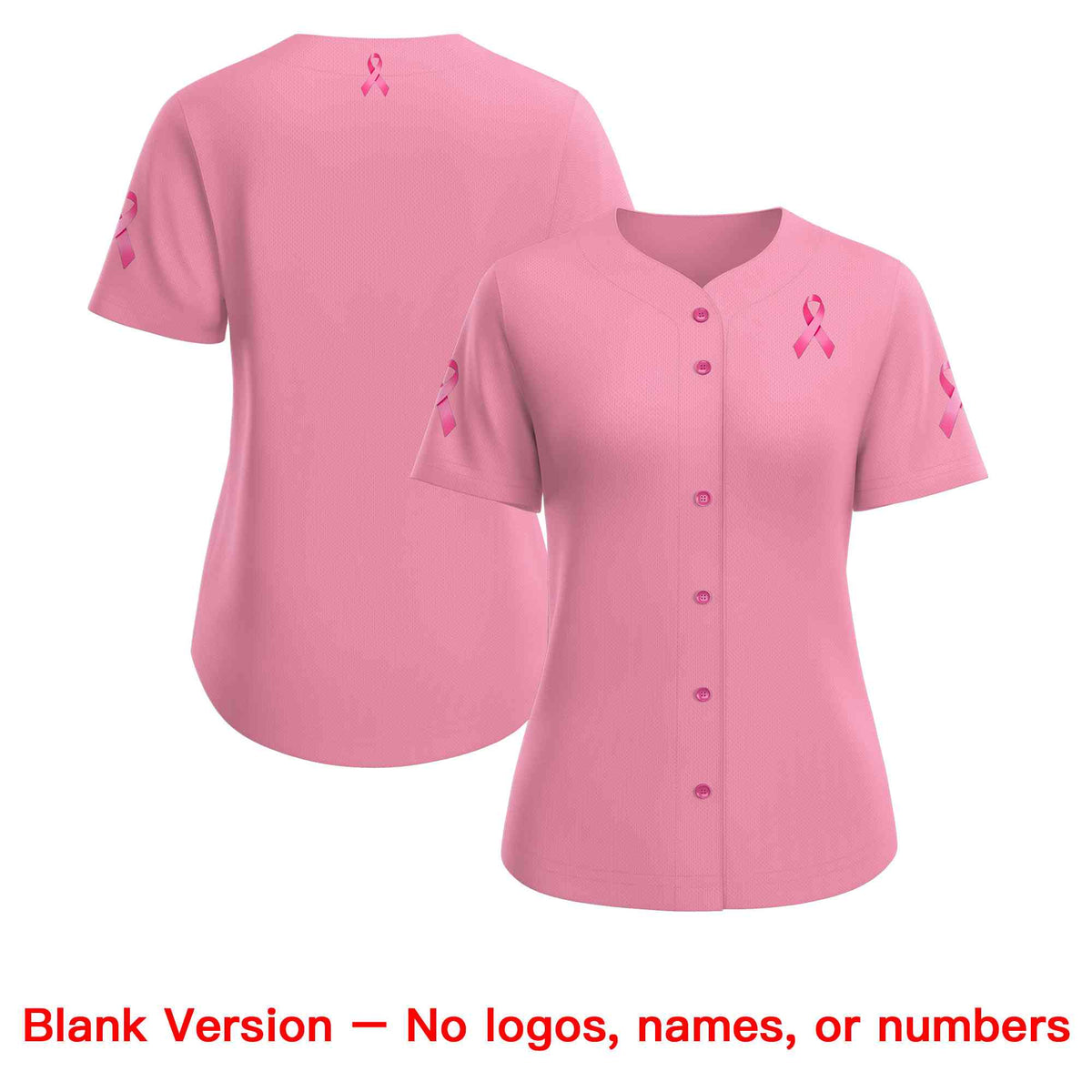 Custom Light Pink Pink Breast Cancer Awareness Month Pink Ribbon Authentic Baseball Jersey for Women| KXKSHOP