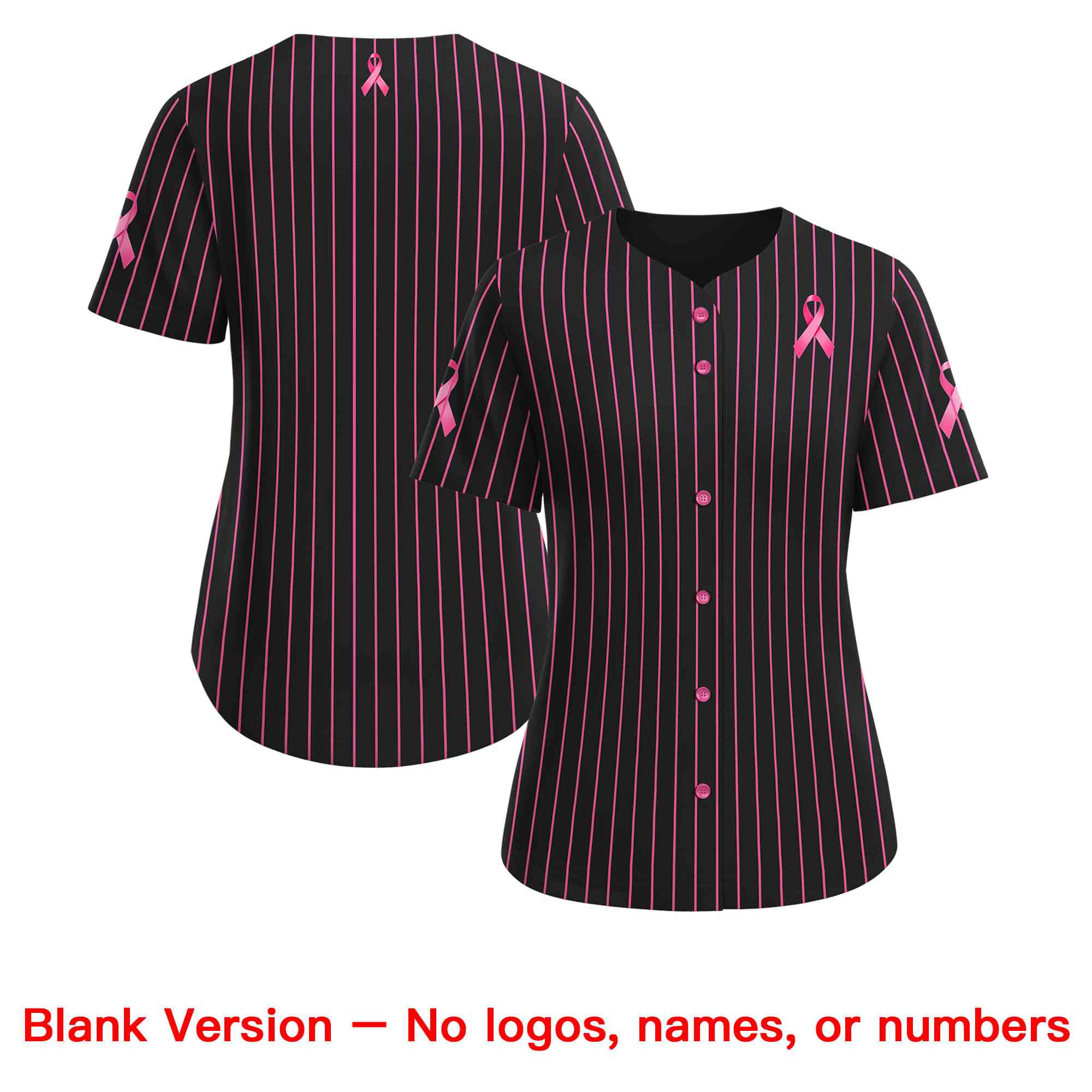 Custom Black Pink Breast Cancer Awareness Month Pink Ribbon Authentic Baseball Jersey for Women| KXKSHOP