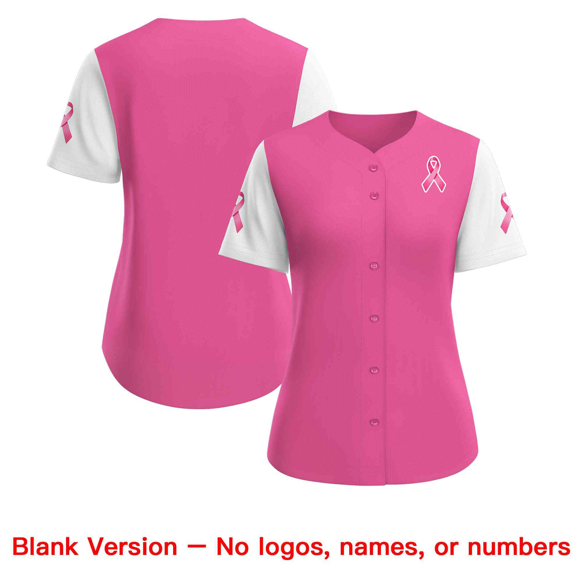 Custom Pink White Breast Cancer Awareness Month Pink Ribbon Authentic Baseball Jersey for Women| KXKSHOP