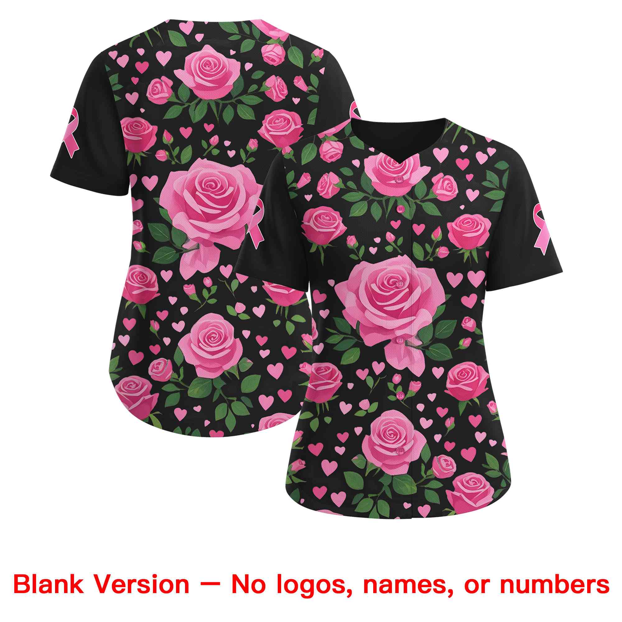 Custom Black Pink Breast Cancer Awareness Month Pink Ribbon Authentic Baseball Jersey for Women