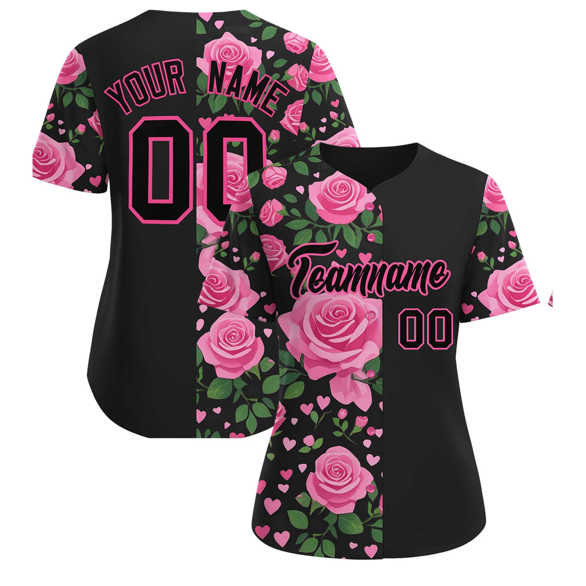 Custom Black Pink Breast Cancer Awareness Month Pink Ribbon Authentic Baseball Jersey for Women