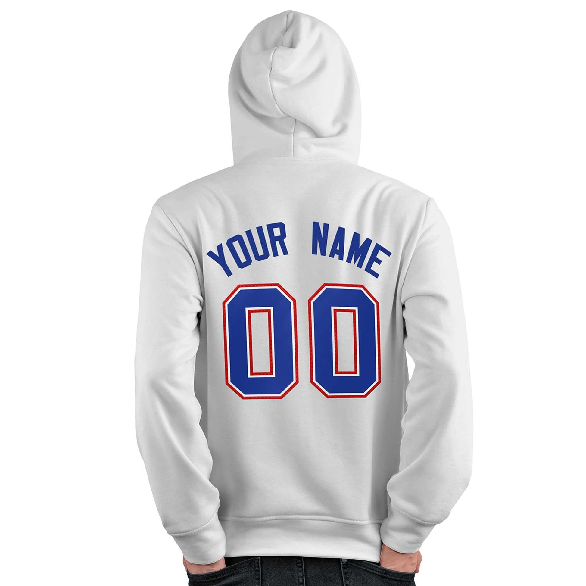 Custom White Royal-Red Classic Style Personalized Sport Pullover Hoodie