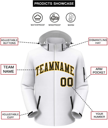 Custom White Black-Gold Classic Style Waterproof Jacket