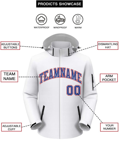 Custom White Royal-Red Classic Style Waterproof Jacket