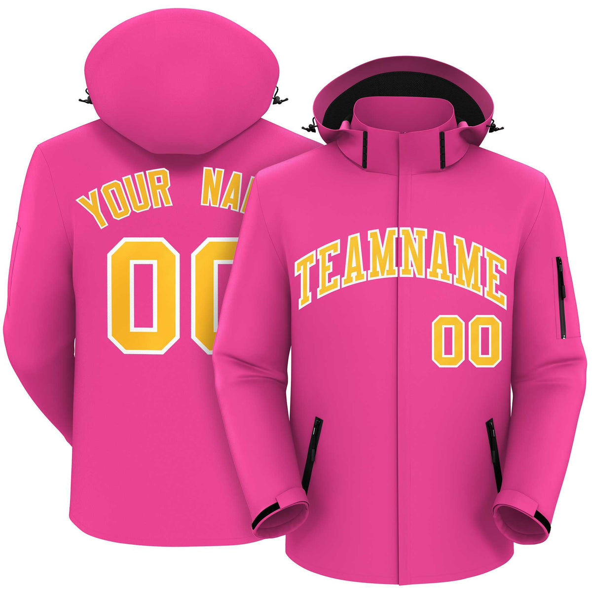 Custom Pink Gold-White Classic Style Waterproof Jacket