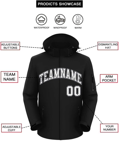 Custom Black White-Gray Classic Style Waterproof Jacket